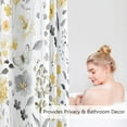 thumbnail image 3 of Small Stall Shower Curtain 36 x 72 Inch, Half Narrow Yellow Grey Floral Shower Curtain for Bathroom, Watercolor Flower Butterfly Fabric Shower Curtain Set with Hooks, 3 of 6