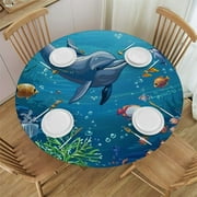 Seabed marine animal shark tabletop cover Sea wave tabletop cover Summer beach swimming pool fishing birthday party decorations Elastic belt tabletop cover