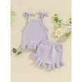thumbnail image 4 of Gureui Baby Girls Knit Shorts Outfits Solid Color Sleeveless Cami Tops with Elastic Waist Shorts 2Pcs Set, 4 of 9
