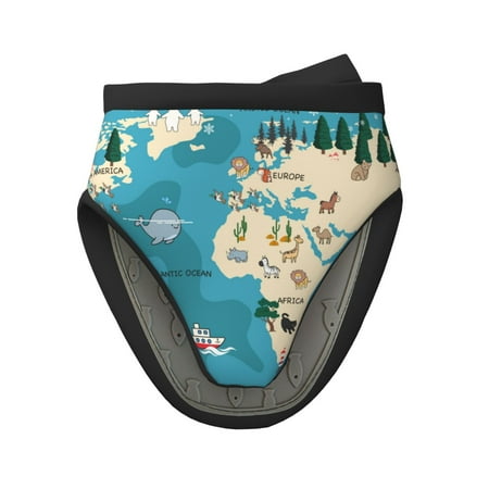 

Qekee World Map With Animal Print Non-Slip Mini Oven Mitt Silicone Oven Mitts Heat Resistant Kitchen Mittens Pinch Mitts Cooking Mitts