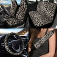 thumbnail image 2 of Uorisanigo Leopard Print 10 Pcs Auto Accessories Set with Comfortable Cars Seat Covers and Car Steering Wheel Cover Cars Seat Belt Pad Cover Auto Water Cup Pad Chapstick Holder for Car SUV, 2 of 7
