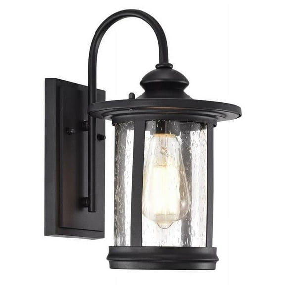 CHLOE Cole Transitional 1 Light Textured Black Outdoor Wall Sconce 12" Height
