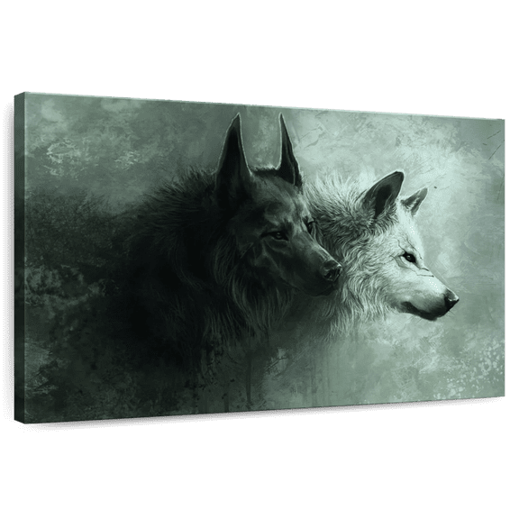 Elephant Stock Sinister Wolves Wall Art - Horizontal Canvas Wall Art - Living Room Wall Decor - Animal Canvas - Black And Blue Decor - 12" x 8"