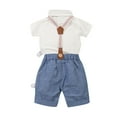 thumbnail image 3 of Newborn Baby Boy Gentleman Outfits Short Sleeve Shirts Romper Overalls Shorts Infant Summer Clothes Formal Suits, 3 of 10