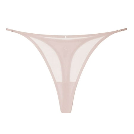 Scyoekwg Womens Underwear Thong Ladies Panties Fashion Breathable Low Waisted Bikini Underwear Hipster Panties T-back Solid Color Briefs(Beige M)
