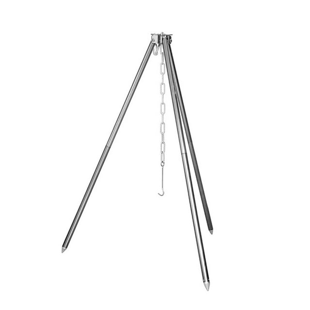 SPRING PARK Camping Tripod Campfire Cooking Oven Mini Adjustable Grill Tripod Cooker Campfire Grill Stand Tripod Grilling Cooking Lantern Tripod Hanger for Camping Activities