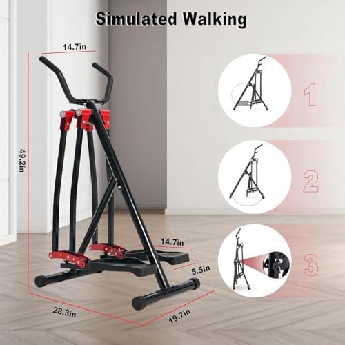 Air Walker Exercise Machine, Home Space Walker Aerobic Stepper, Foldable Elliptical for Small Spaces - Cross Trainer Glider Exercise Machine for Men and Women Fitness Equipment