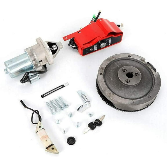 Electric Start Kit With Solenoid FlyWheel Key Switch Charging Coil Fits Honda GX390 11HP GX390 13HP Engine Starter Motor
