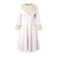 thumbnail image 4 of Bibifish Womens Dress Winter Vintage Style Trim Hem Dress Long Sleeve Deep V Neck Sexy Elegant Midi Dress Gorgeous Christmas Party Gown, 4 of 5
