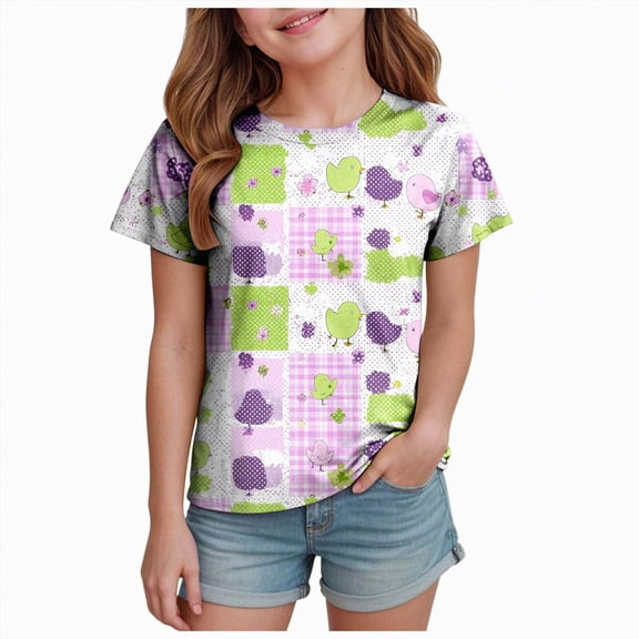 Toddler Kids Baby Girls Short Sleeve Crew Neck T-Shirt 24 Months 2t 3t 4t 5t 6t 7t Cotton Blend Tee for Toddler Summer Gibobby,2-3 Years,Purple