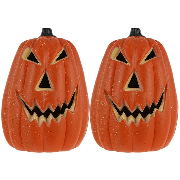 SHISUYAN 2Pcs Halloween Pumpkin Face Craft Festival Party Layout Decoration Funny Pumpkin Shape Figurine