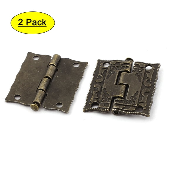 Uxcell Box Door Furniture Hinges Bronze Tone 2Pcs Metal
