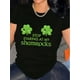 thumbnail image 1 of Camisetas gráficas para mujer "Deja de mirar mi trébol, muéstrame tu San Patricio". Camisetas casuales y cómodas de cuello redondo y manga corta para mujer. Regalos para mujer. Camiseta informal., 1 of 5