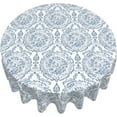 thumbnail image 2 of Blue White Boho Tablecloth Round 60 Inch Rustic Floral Vintage Elegant Paisley Decorative Table Cloth Washable Wrinkle Stain-Resistant Polyester Farmhouse Table Cover for Party Picnic Dinner, 2 of 7