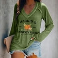 thumbnail image 2 of Gunia Halloween Tshirts For Women Cotton Pumpkin Graphic Print Short Sleeve V Neck Casual Thanksgiving Tees Tops Plus Size T-Shirts Green S-5Xl, 2 of 4