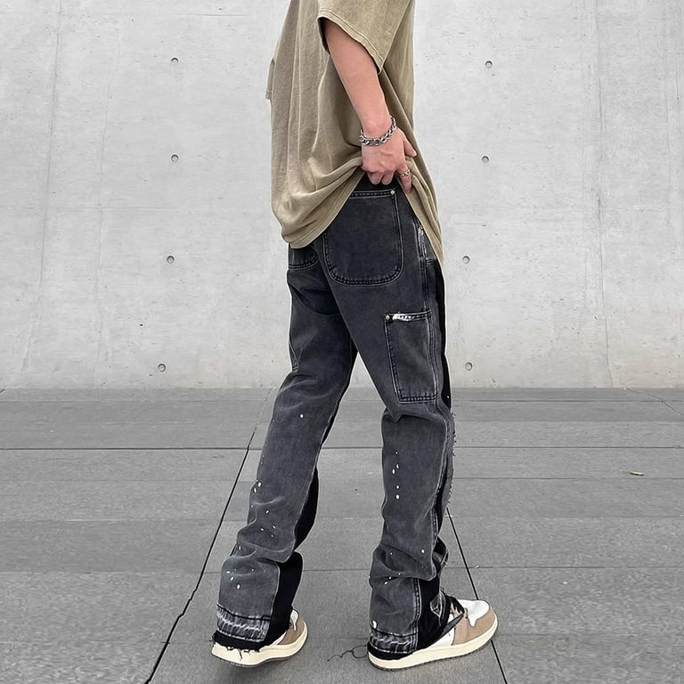 2024 Graffiti Black Flared Denim Pants Mens Vintage Hip Hop 2024 Graffiti Black Flared Denim Pants Mens Vintage Hip Hop