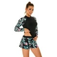 thumbnail image 3 of SWSMCLT Women's Long Sleeve Rash Guard Rashguard Shirt Modest Swimwear Swimsuit Summer Beach Surf 2 Piece Bathing Suit Boyshort Swimshorts Dark Green 8-10, 3 of 5