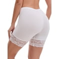 thumbnail image 2 of DARING DIVA Women's Wide Lace Trim Shorts Mid Thigh Slimme Underwear L White, 2 of 6