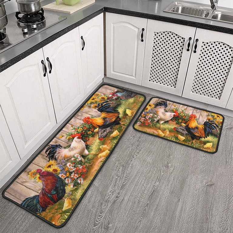 Waipfaru Kitchen Mat Set of 2 Anti Fatigue Memory Foam Kitchen Rug PVC  Waterproof Non Slip Kitchen Floor Mat,17 x29 + 17 x47 