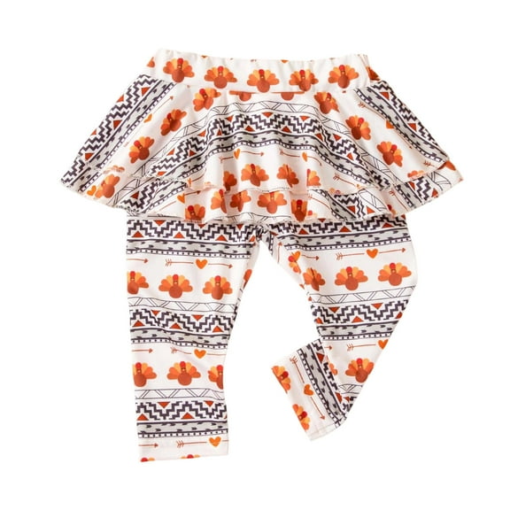 LIIPEE Girls Boys Pants Thanksgiving Cartoon Graphic Printed Culottes Kids Comfortable Holiday School Party Pants,Orange,3-6 Months