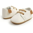 thumbnail image 5 of Baby Boys Girl Lace Up Leather Sneakers Soft Rubber Sole Infant Moccasins Newborn Oxford Loafers Rubber Sole Anti-Slip Toddler Wedding Uniform Dress Shoes 0-18 Months, 5 of 7