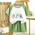 thumbnail image 2 of Nwiuh Toddler Boys Outfit Sets, 2 Piece Graphic Summer T-shirts and Shorts (Light Green, 6-12 Months), 2 of 5