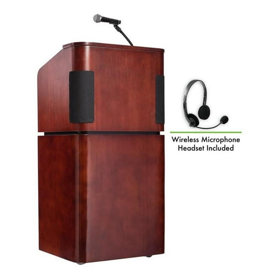 Oklahoma Sound Veneer Series Wood Combo Sound Lectern in Mahogany/Walnut