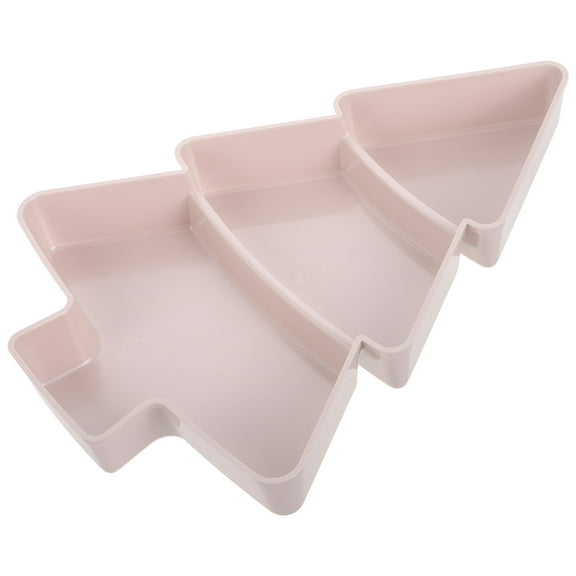 Ulthilift Creative Christmas Tree Shape Fruit Plate Household Plastic Nuts Snacks Plates Portable Dishes Serving Tray (Light Pink)