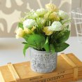 thumbnail image 4 of Planta de decoración de escritorio para fiesta en casa, bonsái de rosas pequeñas con núcleo de brote de flor falsa, flor de seda en maceta, planta verde, 4 of 5
