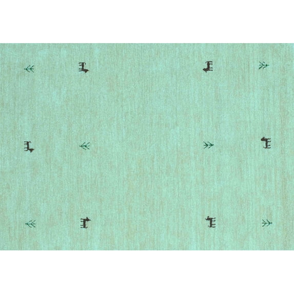 Ahgly Company Indoor Rectangle Solid Light Blue Modern Area Rugs, 7' x 10'