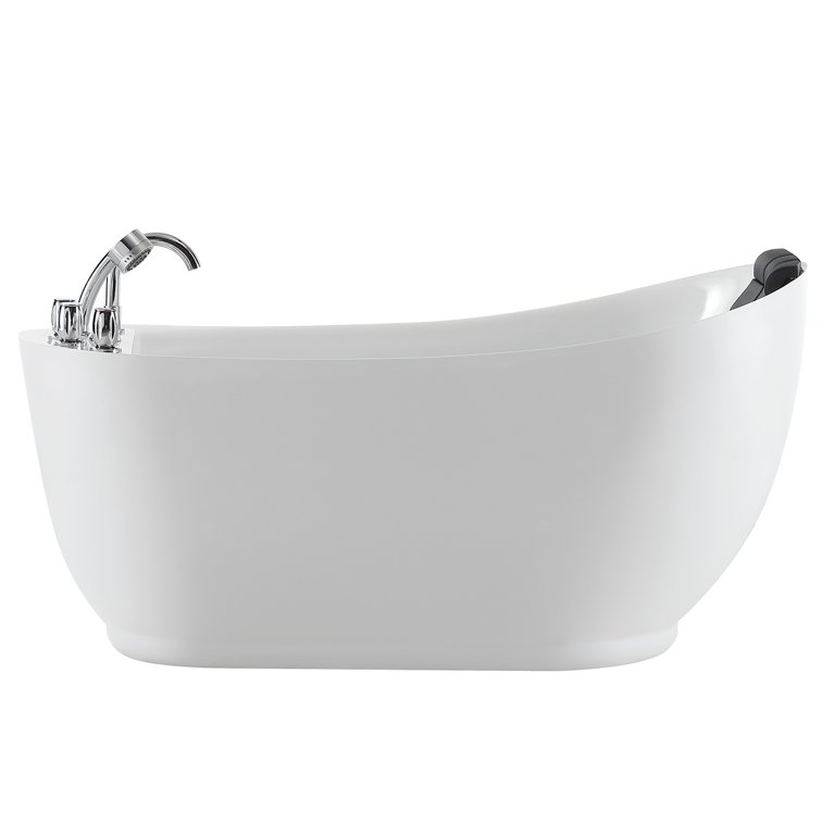 Fontana Latina White Acrylic Freestanding Indoor Bathtub with Body Jets and  Faucet