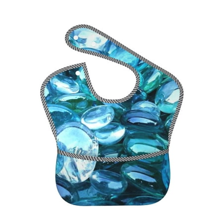 Bingfone Mess-Proof Baby Bib - Waterproof Bib For Baby Boy Or Girl With Food Catcher Pocket, Unisex-Blue Kyanite