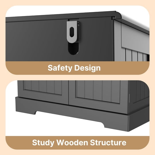 Aiho 71" Kitchen Storage Cabinet with Doors and Shelves, Bathroom Storage Cabinet - Black