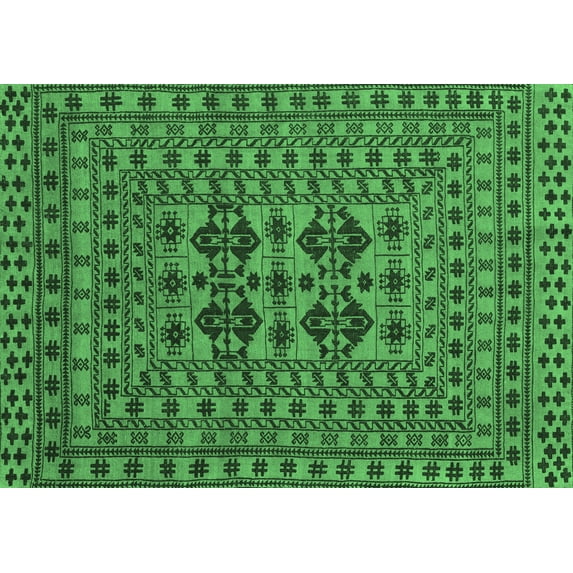 Ahgly Company Indoor Rectangle Southwestern Emerald Green Country Area Rugs, 5' x 7'