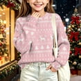 thumbnail image 3 of Wilark Girls Christmas Sweater Long Sleeve Cute Pullover Crew Neck Kids Festival Tops Pink 9-10 Years, 3 of 8