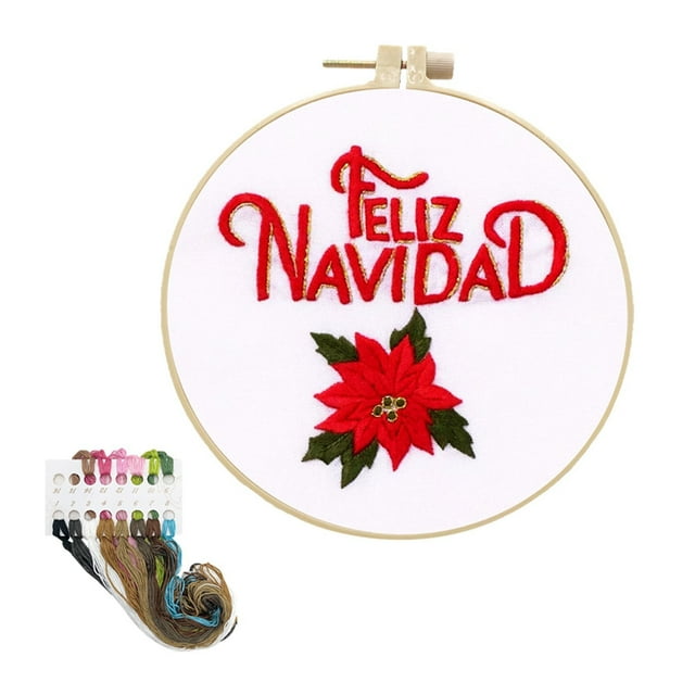 Kit de bordado navideño para practicar puntadas. Kits de puntadas en cruz. Kit de bordado navideño DIY para principiantes adultos.