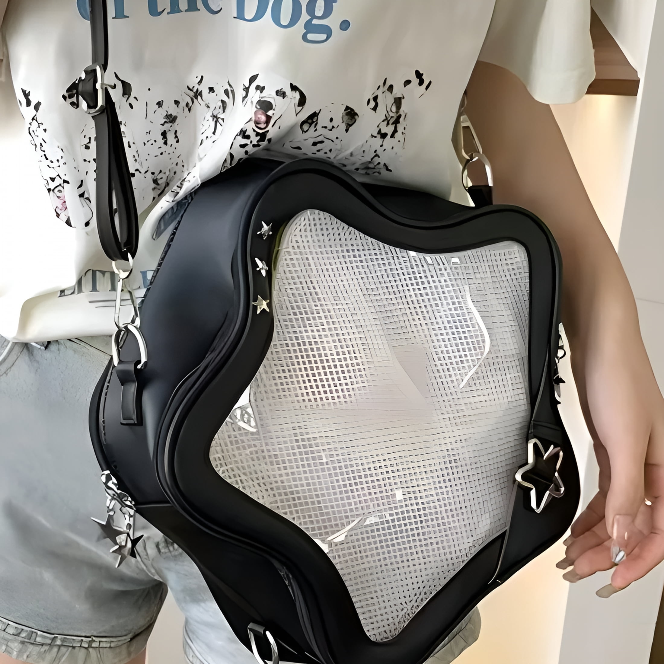 AOMRCOL 2026 New Star Ita Bag Stars Pins Backpack Cute Aesthetic Crossbody Bag Ita Insert Display Handbag Pu Leather Daily Use Ita Bag Crossbody-Black