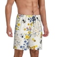 thumbnail image 2 of Kdxio Wildflower Honeybee Print Mens Sleep Shorts Bottoms Soft Comfy Pajama Wear Pants with Drawstring Pockets, 2 of 7