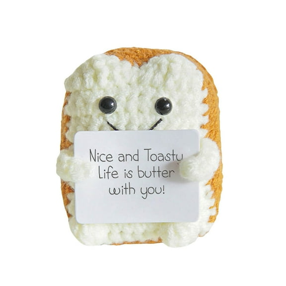 Crochet Doll with Uplifting Message Card Adorable Handmade Stuffed Animal Toy for Birthday Party Decorations and