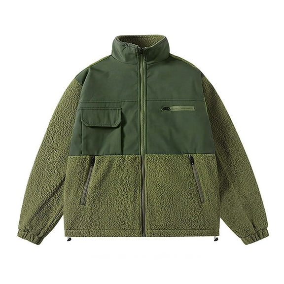 safuny Men's Outdoor Sport Zipper Jacket Long Sleeve Casual Fashionable Pocket Coat for Daily Wear able Standard Thickness Great for Fall and Winter Activities Army Green L