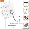 thumbnail image 2 of DADHOT Large Adhesive Hooks Heavy Duty 22 lbs Robe Towel Hooks Waterproof Adhesive Wall Hooks for Home Bathroom Kitchen Office and Outdoor 12 Pack, 2 of 7