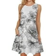 thumbnail image 4 of RWJDXD Robe d'Été Ample et Confortable pour Femmes Col Rond Manches Courtes Motif Floral Jupe Sans Manches Été Jupe Ample Respirante Robe de Soirée pour Femmes, 4 of 7