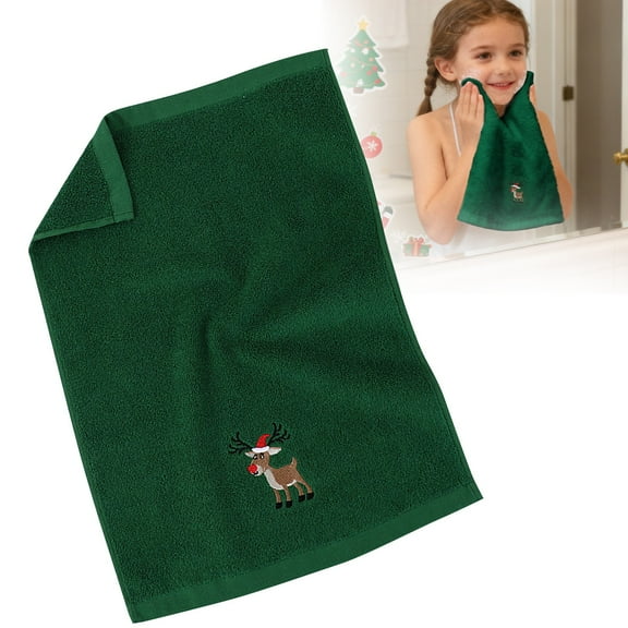 Hoowood Holiday Celebration Towels - Bathroom and Kitchen Cleaning Holiday Home Decoration Skin Friendly Christmas Towels (Green, 32x45cm)
