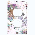 thumbnail image 2 of Metal Light Switch Wall Plate Outlet Cover (Mermaid Unicorn Pattern Glitter Print Pastel - Single Duplex), 2 of 2