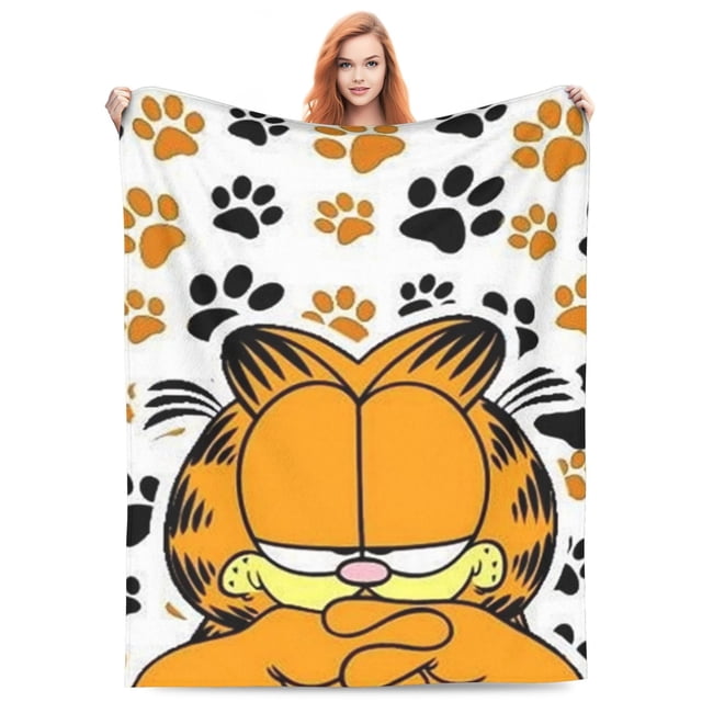 Manta de franela con dibujos animados de Garfield, suave y acogedora manta de felpa para todas las estaciones para niños y niñas, manta cálida y ligera para cama, sofá o viaje