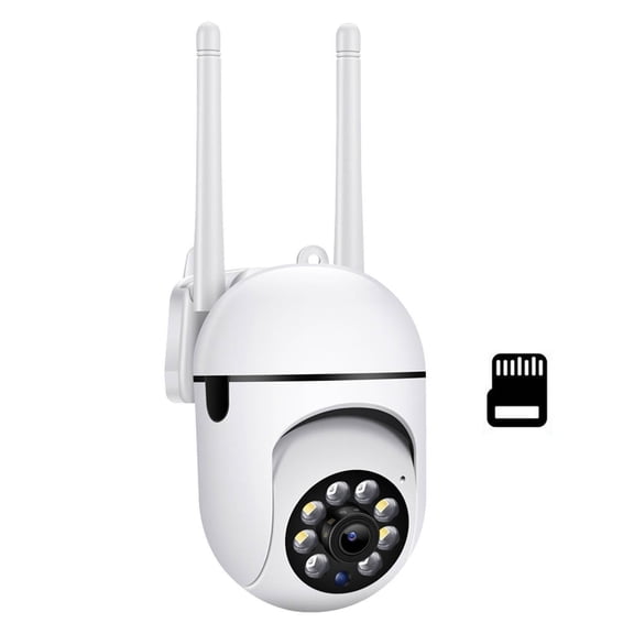 Wireless Security Camera, 2.4Ghz Wifi Outdoor Camera, 1080P Ptz Dome Home Surveillance with Motion Detection, 2-Way Talk, Full-Color Night Vision, 8G Sd Card Included