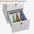 thumbnail image 5 of Fluted Home Office Desk Storage, Compact Computer Desk with Drawers 54" Modern Executive Desk with Charging Station, Modern Writing and Study Table Wooden Computer Writing Desk with File Cabinet, 5 of 8