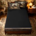 thumbnail image 4 of Erosebridal Rustic Bear Wildlife Zipper Full Size Comforter Sets with Fitted Sheet and 2 Pillowcases for Women Men, Western Wooden Cabin Print Zipper Bedding Set, Black Reversible, 4pcs, 4 of 7