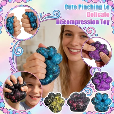 Cute Cat Paw Stress Relief Toy Random Pattern Soft Squishy Plaything for Kids Adults Office Desk Decompression Fun Gift Mini Size