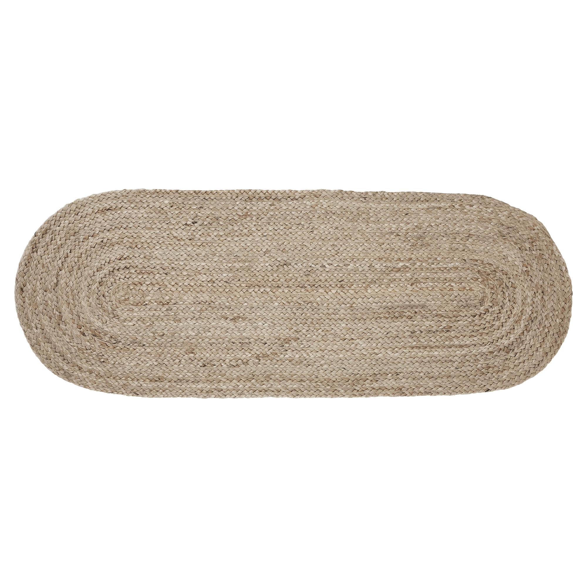 VHC Brands Jute Rug 17x48 w/Pad, Jute Area Rug, Accent Rug, Floor Decor, Braided, Natural Jute Collection, Oval 17x48, Natural